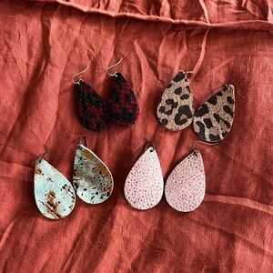 Elegant Teardrop Earrings Set - Red, Pink, Brown